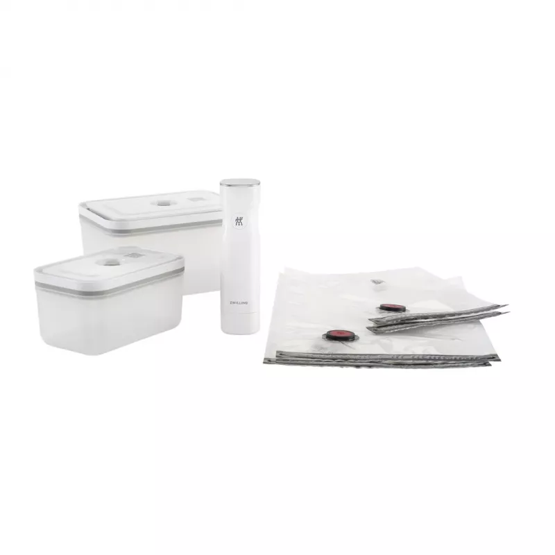 Vacuum sealer box ZWILLING 36807-007-0, plastic rectangular food container, 1.1 l & 2.3 l, airtight lockable lid, detachable, translucent white