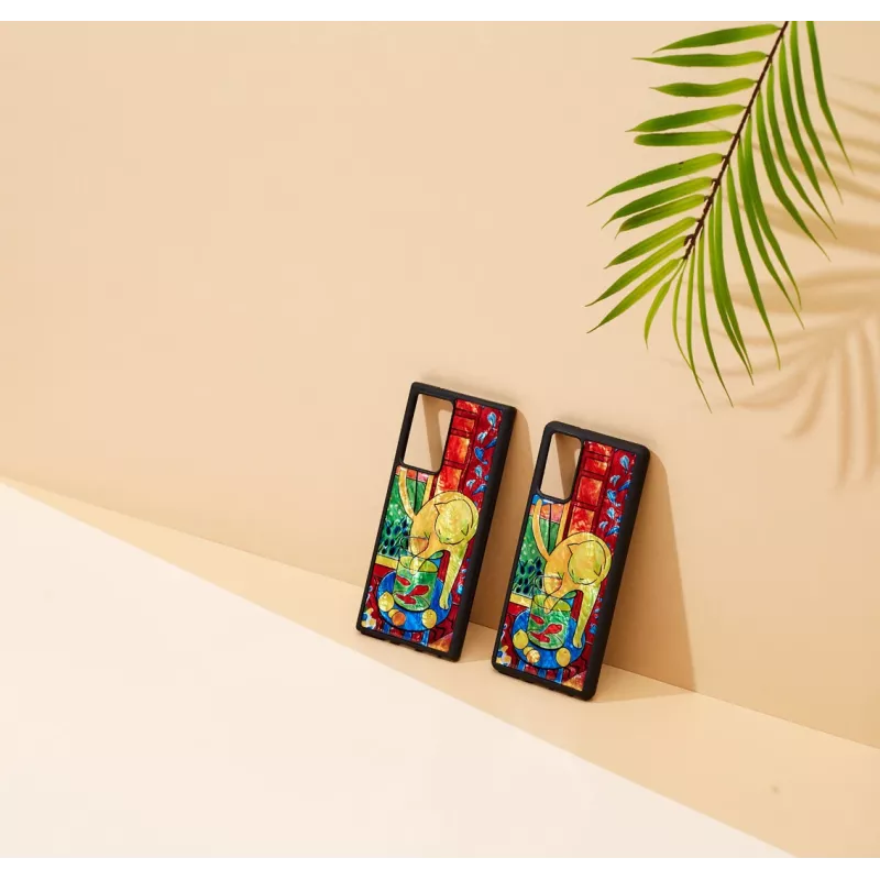 Protective phone case iKins for Samsung Galaxy Note 20 with red cat & fish design