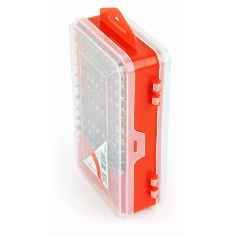 Manual screwdriver set GEMBIRD TK-SD-07 — 90-piece combination screwdrivers and bits, magnetic tips, red carrying case