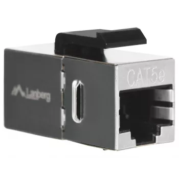 Keystone module LANBERG KSF5-3000 — Cat5e F/UTP flat cable, RJ-45 female, black
