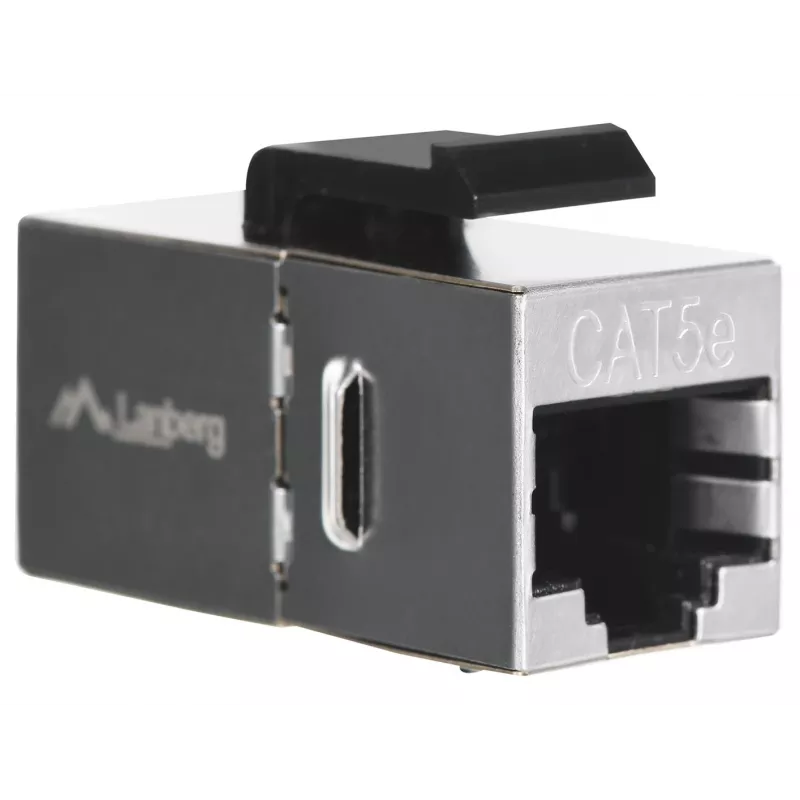 Keystone module LANBERG KSF5-3000 — Cat5e F/UTP flat cable, RJ-45 female, black