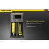 Battery Charger Nitecore NEW i2 — 2‑bay charger for LiFePO4, Li‑Ion, NiMH; input 100–240V; output 9–12V; supports AAAA/C/D/AAA/AA; black