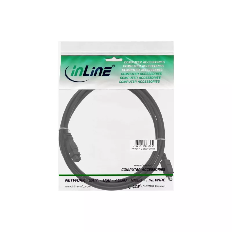 FireWire 400 to 800 Cable InLine 34901 1m Male/Male Black