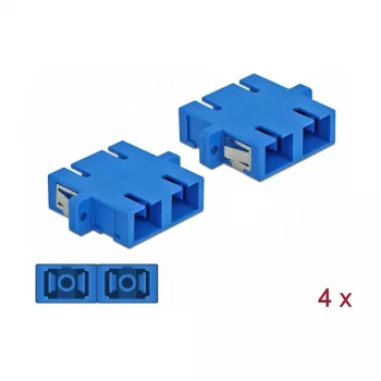 Fibre optic connector SC female–female DELOCK 85991, blue, pack of 4