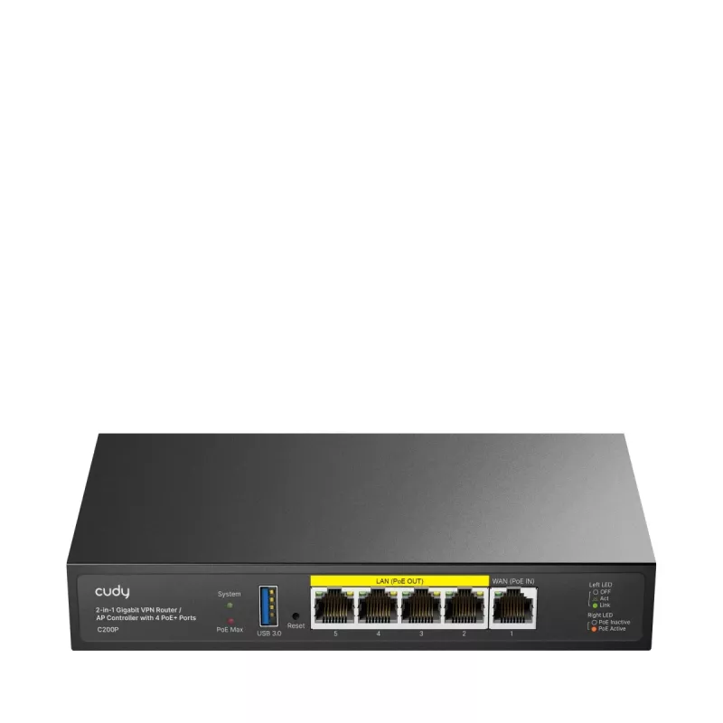 Wireless Router Cudy C200P Dual Band 300 Mbps, Gigabit Ethernet, USB 3.0, Metal Housing