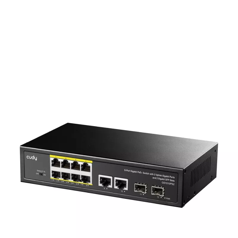 Cudy GS1010PS2 network switch Unmanaged Gigabit Ethernet (10/100/1000) Power over Ethernet (PoE) Black
