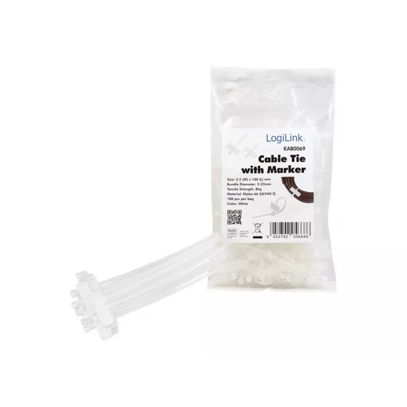 Cable ties with labelling field (transverse) - length 100 mm - width 2.5 mm
