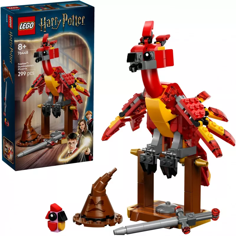 LEGO buildable Fawkes — Dumbledore's Phoenix model 76448, 299 pieces, 160 mm height, age 8+