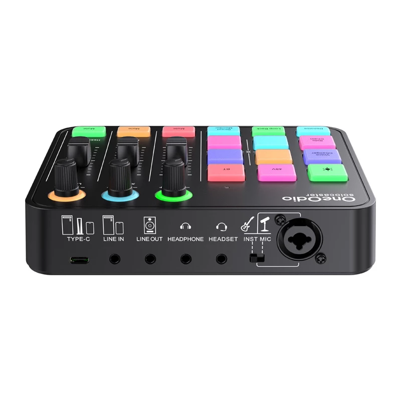 Audio mixer and USB sound card OneOdio Solocaster — compact desktop interface for streaming and recording