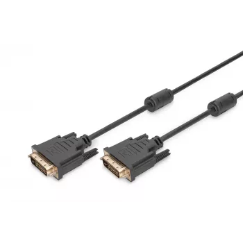 DIGITUS - DVI-Cable - Dual Link - DVI-D (M) - DVI-D (M) - 5,0m - Moulded, Thumbscrews - Black (AK-320101-050-S)