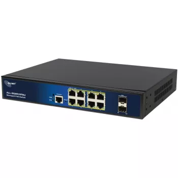Managed 10-port PoE Switch ALLNET ALL-SG8610PMJ with 8 PoE+ ports and 2 uplink ports