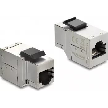 Keystone module DELOCK 90835, flat RJ-45, silver/black, 16.2×35.9×19.6 mm