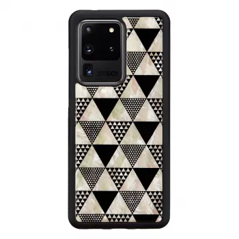 Protective phone case iKins for Samsung Galaxy S20 Ultra — pyramid pattern, black