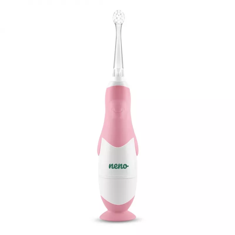 Electric toothbrush neno Denti Pink for children — vibrating, soft bristles, AAA battery, 2‑min timer