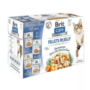 Wet cat food pouches Brit Care FJ Flavour Box in Jelly 12 x 85 g
