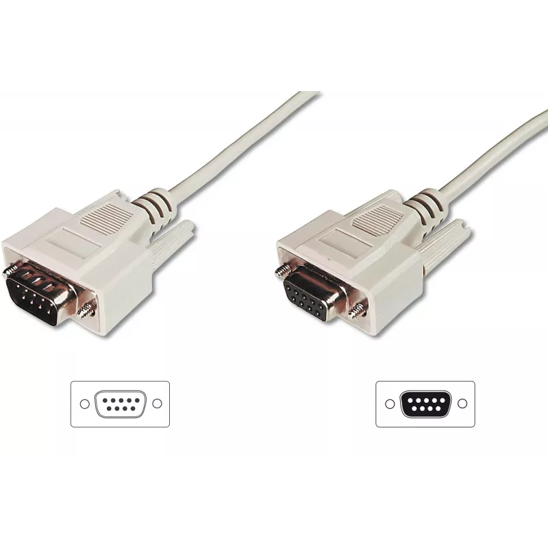 Digitus ASSMANN - Serielles Verlängerungskabel - DB-9 (M) - DB-9 (W) - 3 m - geformt, Flügelschrauben - beige (AK-610203-030-E)