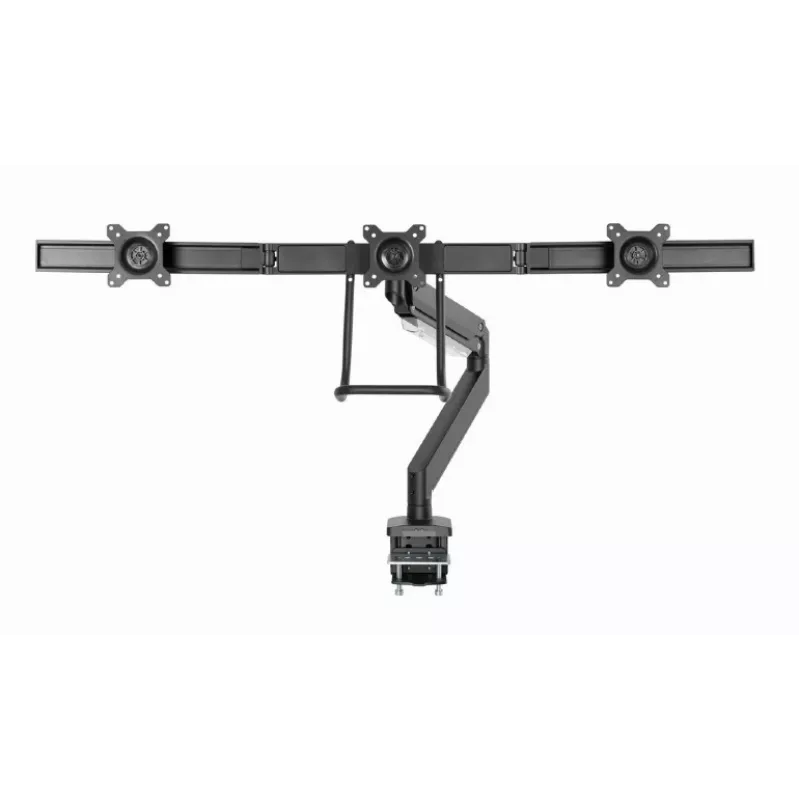 Desk monitor mount GEMBIRD MA-DA3-03, 3-arm, gas spring, VESA 75–100x100, supports 3 displays up to 27 inch, max 18 kg, black