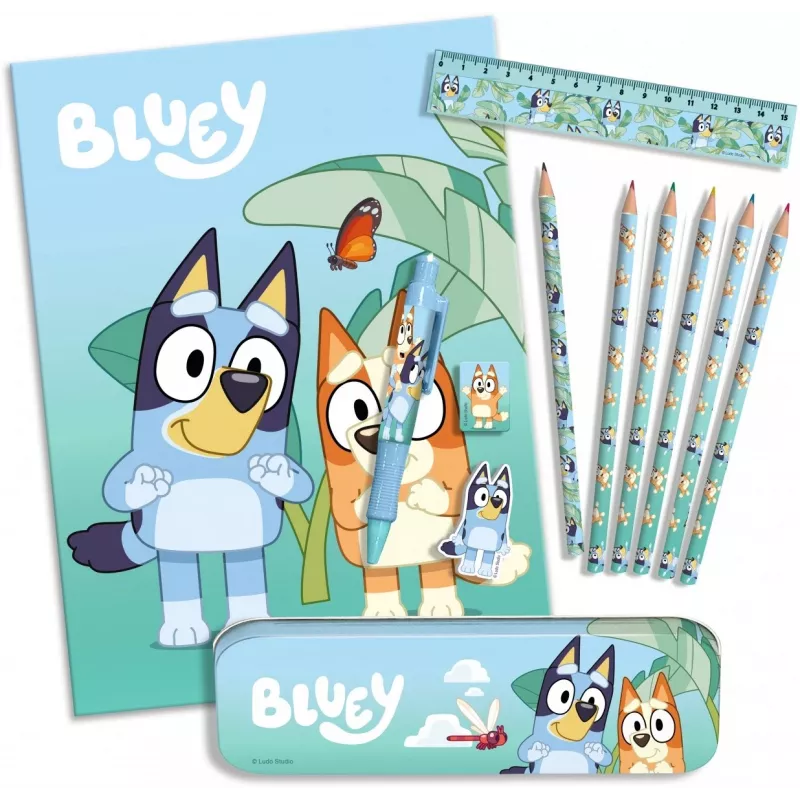 Stationery set 12pcs Bluey