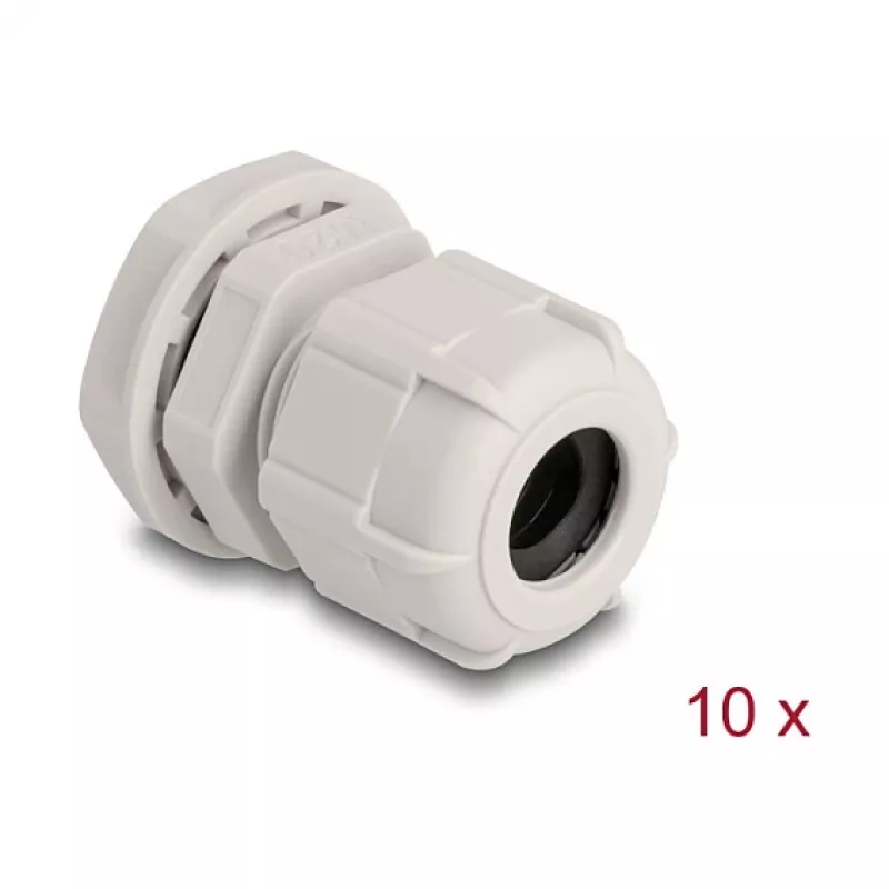 Cable gland M20 DELOCK, plastic, grey, pack of 10