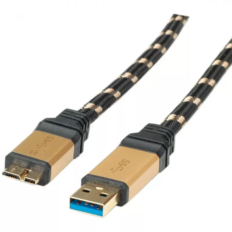 ROLINE Gold USB 3.0 Cable, USB A Plug - USB 3.0 Micro B Plug 2,0m (11.02.8879)