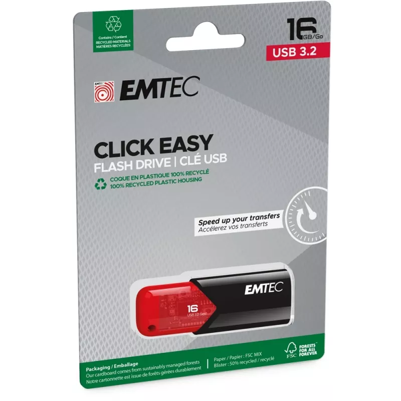 USB flash drive Emtec 16 GB USB Type-A 3.2 Gen 2 Black Red