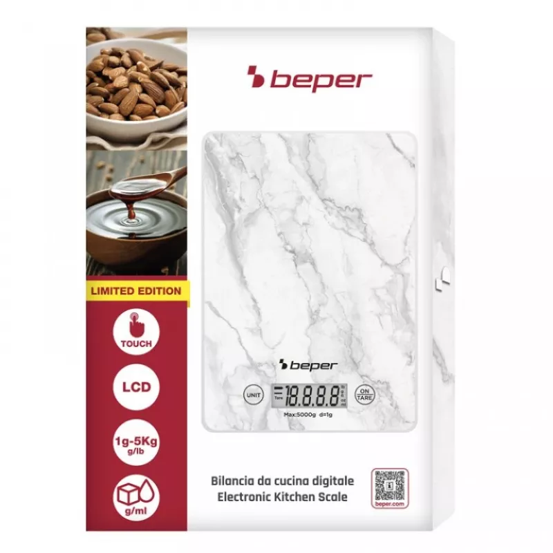 Kitchen scale Beper P102BIL004 - digital, 5 kg, 1 g, white marble