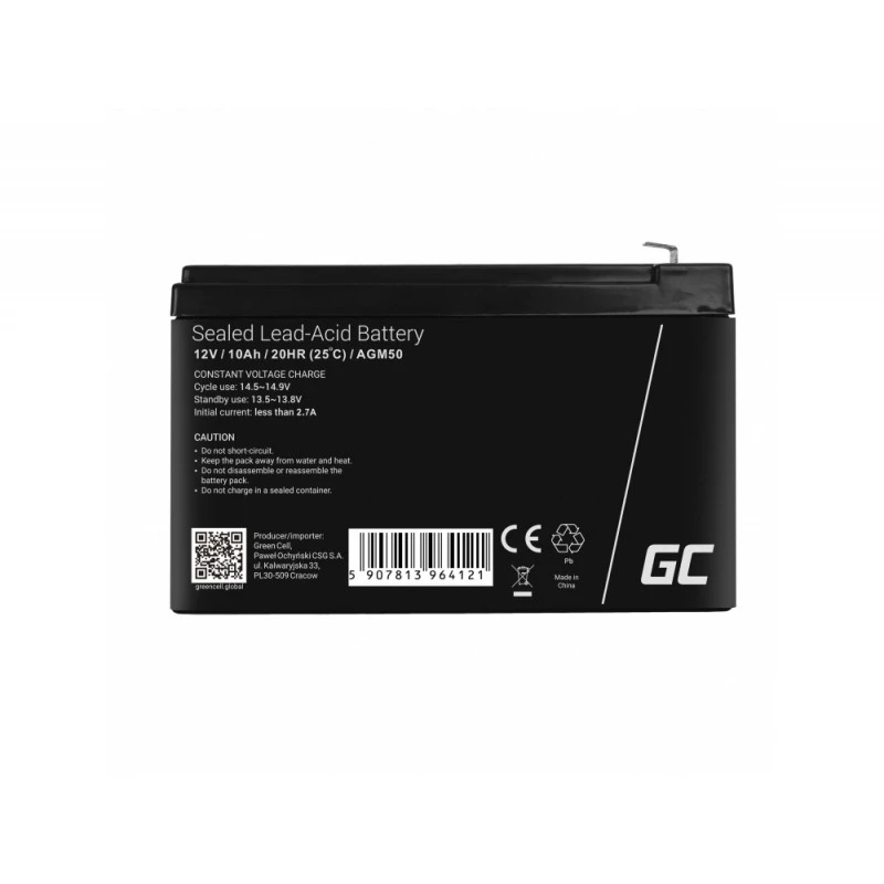 UPS battery Green Cell AGM50 12 V 10 Ah VRLA AGM, 65×151×95 mm, 2.45 kg, black