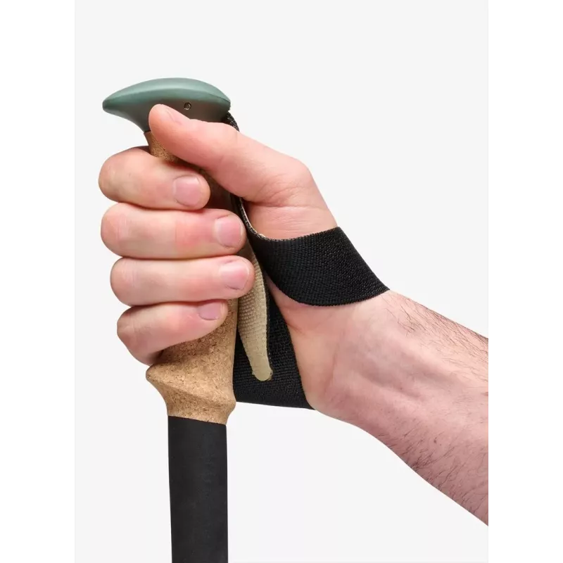 Trekking poles Black Diamond Trail Cork, adjustable 100–140 cm, aluminium, cork/EVA handle, 3-segment, green/beige