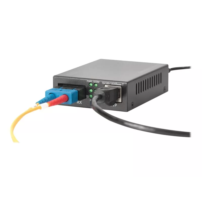 Digitus Gigabit PoE media converter, RJ45 / SC, SM, PSE