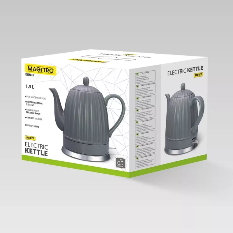Electric kettle Maestro MR-077, 1.5 L, 1500 W, ceramic housing, grey