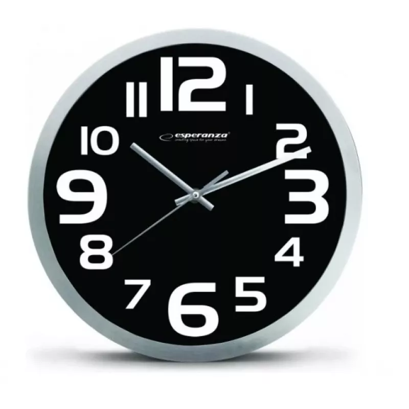 Wall clock Esperanza EHC013K Zurich Black Quartz Oval 25 cm, aluminum frame, 4 cm thick