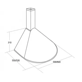 Wall-mounted extractor AKPO WK-5 Elegant Turbo, 500 mm, stainless steel, 207 m³/h, 50–61 dB