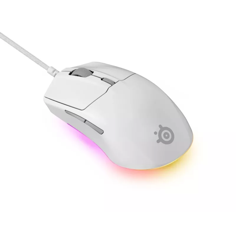 Gaming mouse STEELSERIES Rival 3 Gen 2 — optical, 8500 DPI, wired USB Type-A, right-hand, white, 77 g