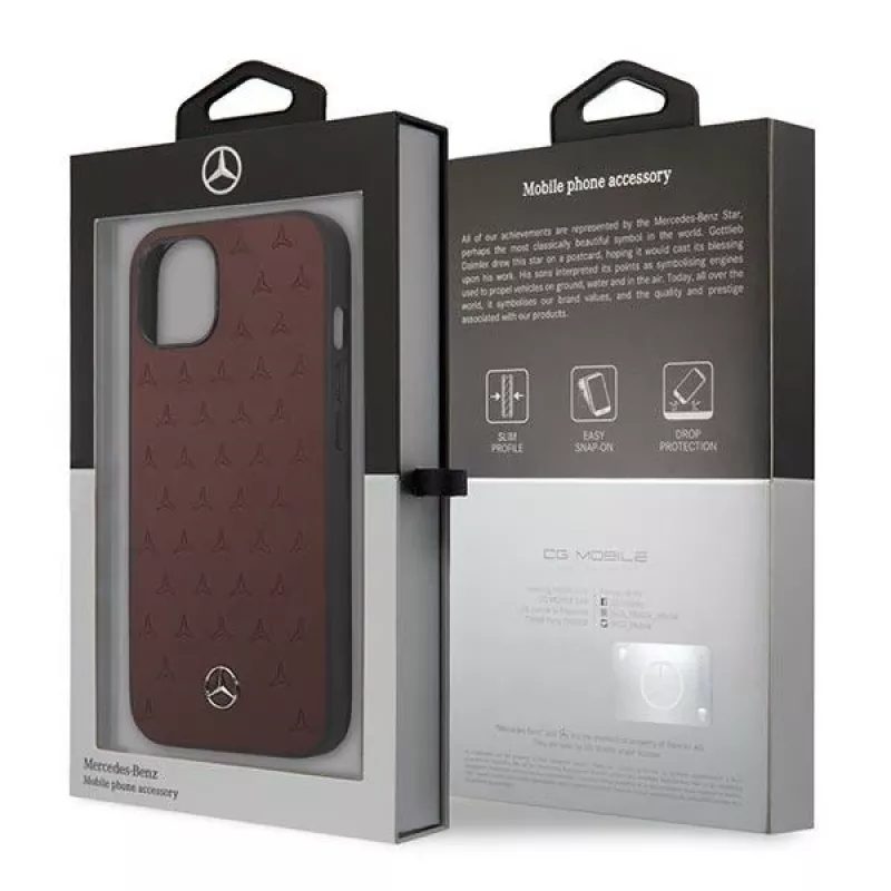 Mercedes MEHCP13SPSQRE iPhone 13 mini 5,4 Red/red hardcase Leather Stars Pattern