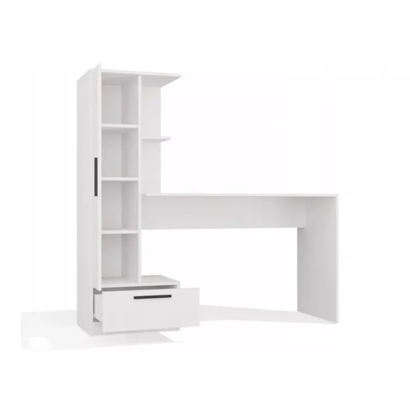 Cosmo Desk + Bookcase Set, White