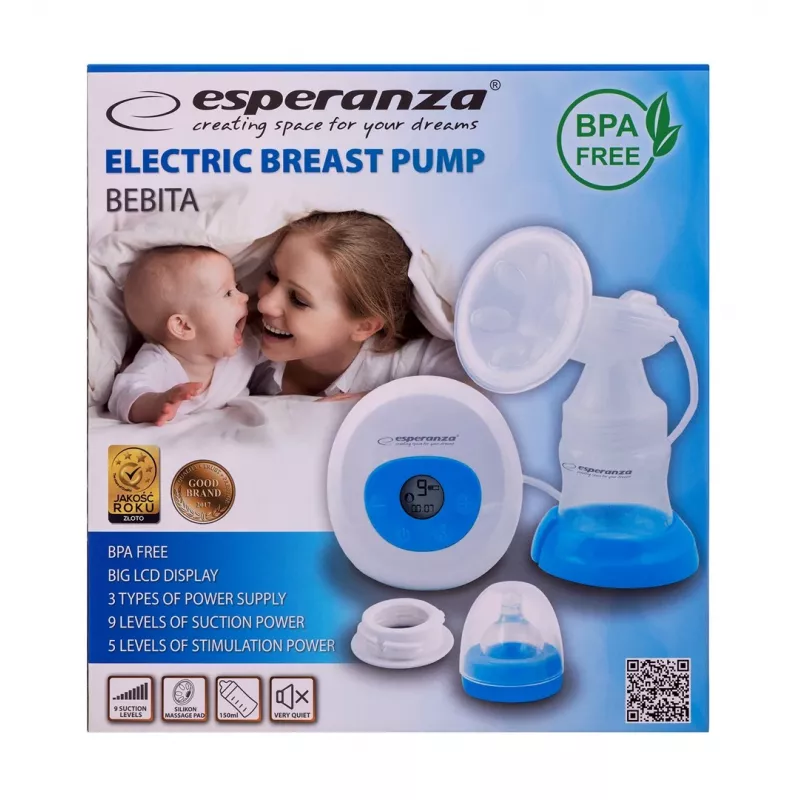 Breast pump ESPERANZA ECM001B electronic, capacity 1550 ml, AC/battery