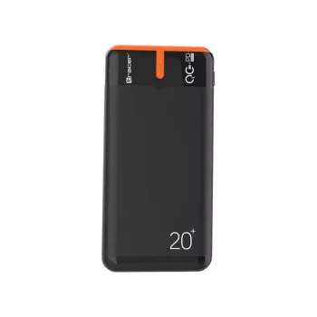 Portable charger TRACER EnerGen 20000 mAh, Power Delivery 20W, USB-C input, 2×USB-A outputs, 3-device support, orange