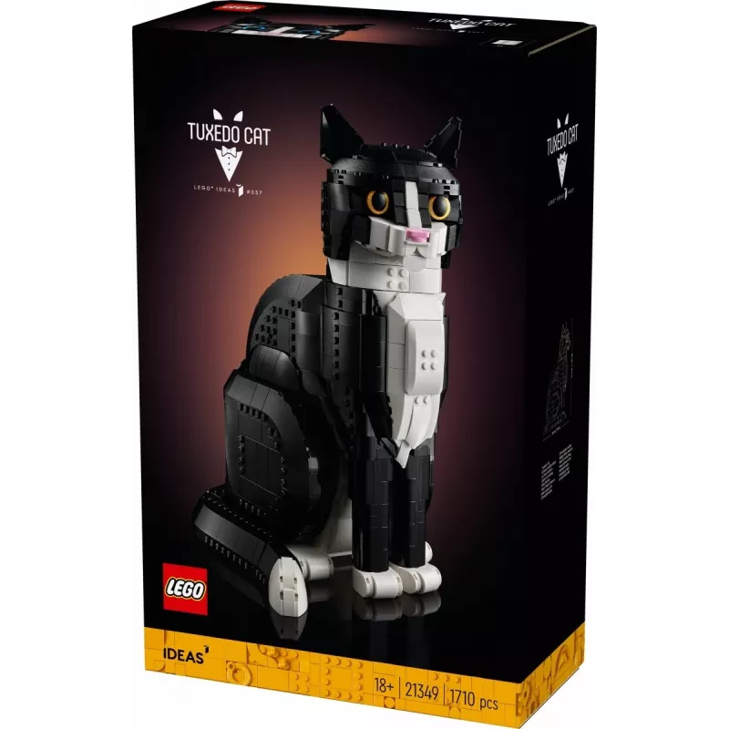 LEGO set Ideas 21349 Tuxedo Cat building kit — collectible brick model, display piece