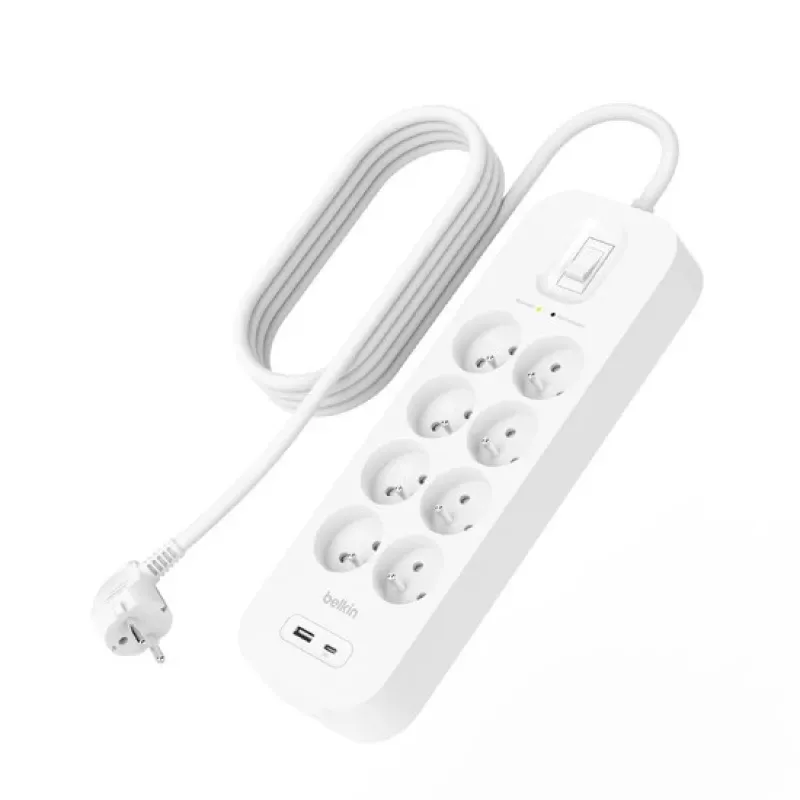 Surge Protector Belkin SRB003CA2M 8 AC Outlets 900 J White 2 m