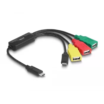 DeLOCK 4 Port USB 2.0 Cable Hub USB Type-C to 3 x USB-A female + 1 x USB-C male