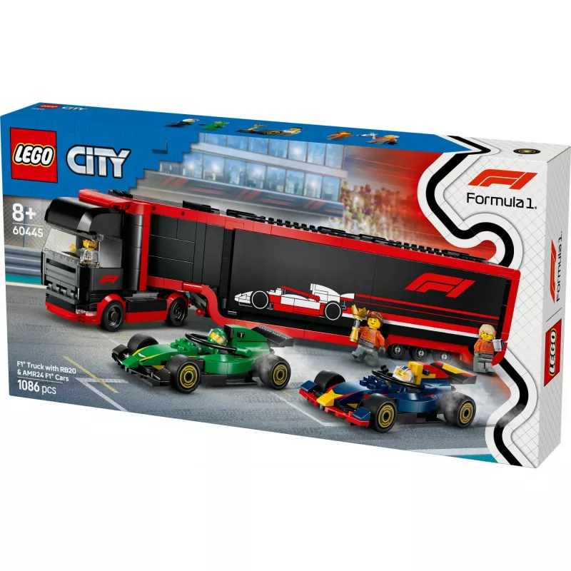 LEGO CITY 60445 F1 - Truck with RB20 & AMR24 F1 Cars
