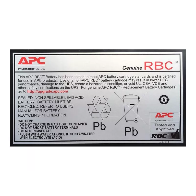 APC Battery Replacement Cartridge APCRBC110 (OEM), Sealed Lead Acid (VRLA), 1 pc(s), 84 VAh, Black, RoHS, 2.5 kg