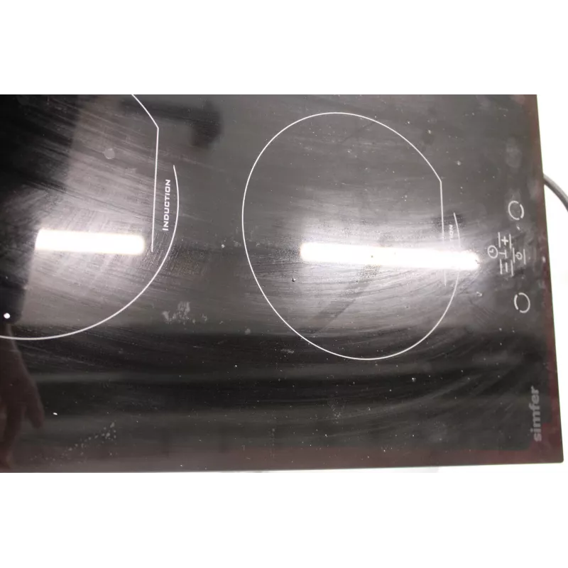 Built-in induction hob SIMFER H3.020.DEISP, 2 cooking zones, touch controls, timer, black — damaged packaging, scratches on back