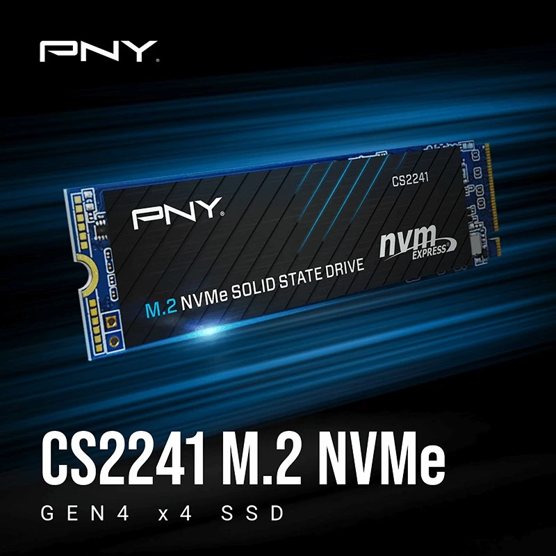 SSD PNY CS2241 M.2 NVMe PCIe 4.0 1TB — Read 5100 MB/s, Write 3200 MB/s