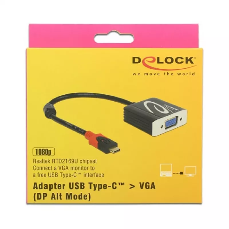 Video Cable Adapter DeLOCK 62994 USB Type-C to VGA 0.2m Black