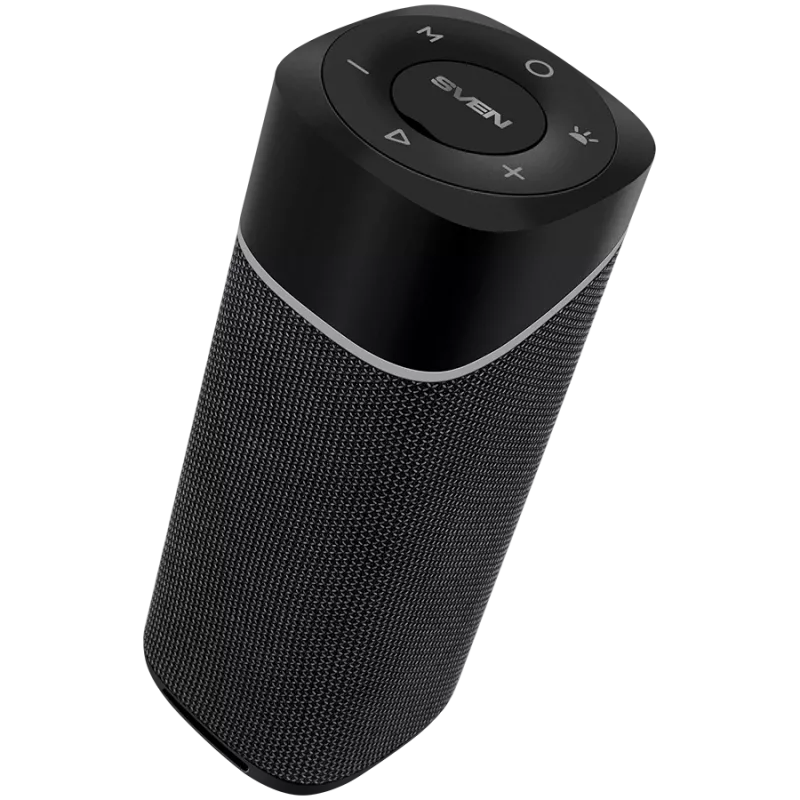 2.0 portable speaker SVEN PS-155, black, power output 2x5 W (RMS), TWS, Bluetooth, FM, USB, lithium battery