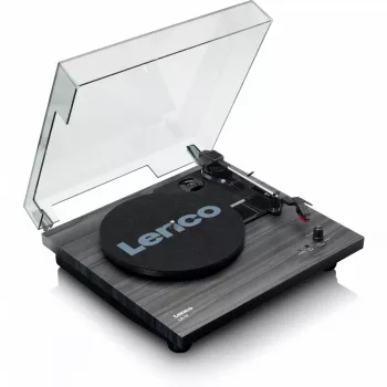 Belt-drive audio turntable Lenco LS-10 Black with built-in speakers, 33/45 RPM, RCA out, headphone jack