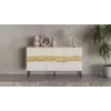 Chest of drawers Cama Meble INSERTO 3D 143.5×40×80 cm — cashmere finish with LED