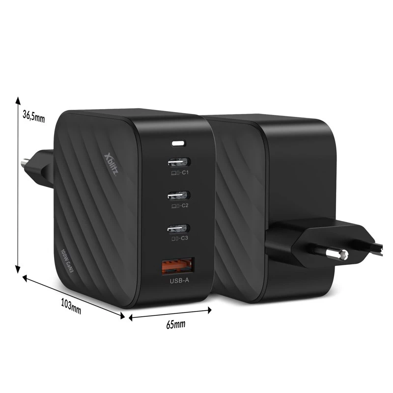 Charger Xblitz XC3 USB-C PD 100W GaN3 — mains power adapter, PD fast charging