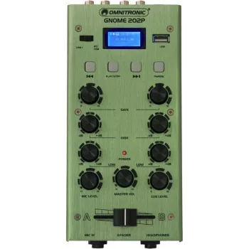 Mini mixer Omnitronic GNOME-202P — 2-channel compact audio mixer, green